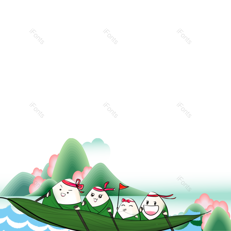 装饰图片,节日元素,山水PNG,端午节免抠素材